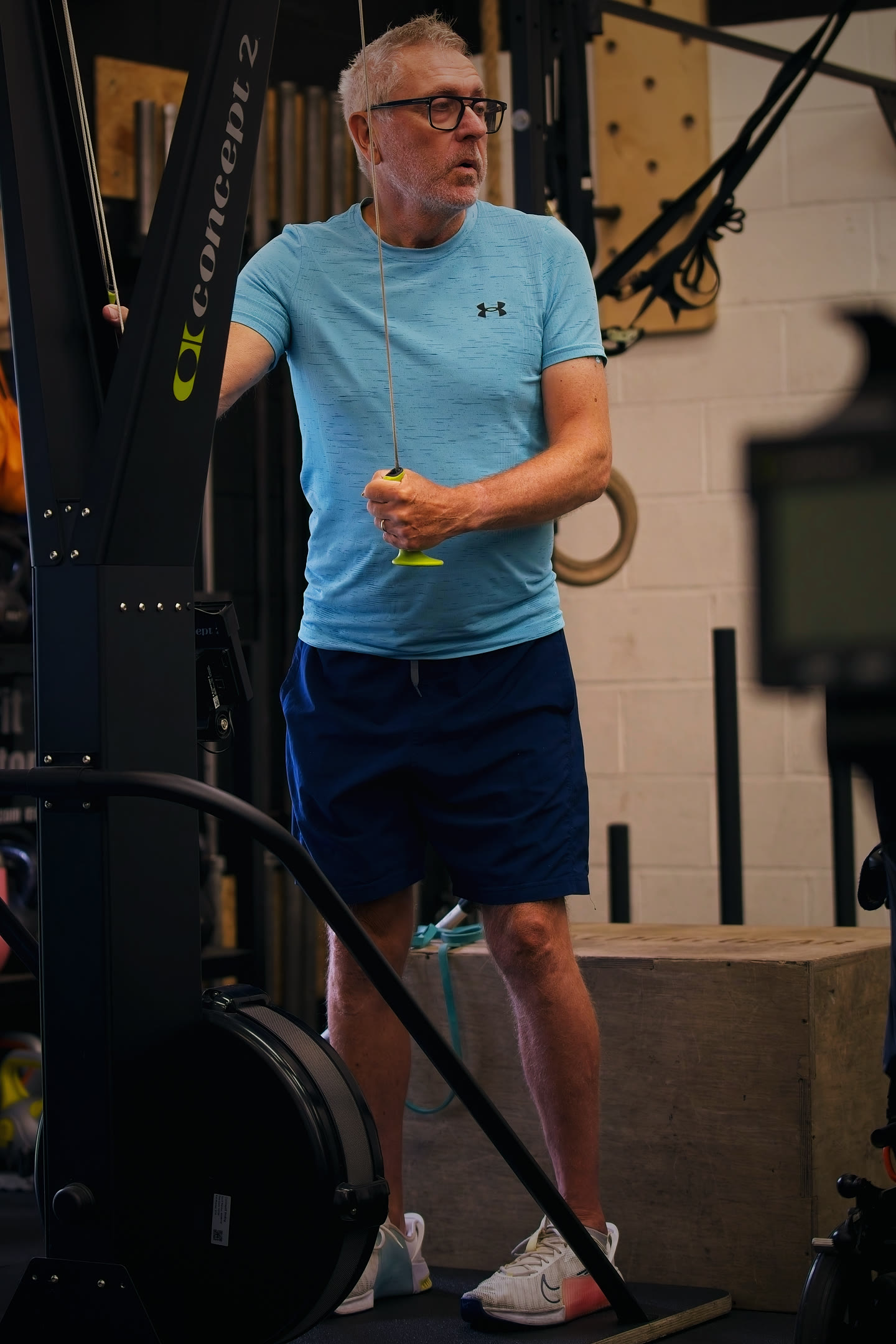 A member training on the rig during an Adaptive CrossFit session